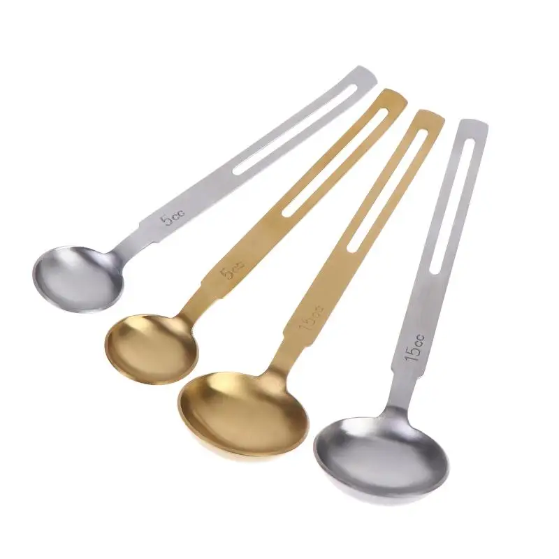 304 Stainless Steel Coffee Scoops Rounded Head 5/15ML Measuring Spoons For Coffee Beans Salt Liquid Ingredients