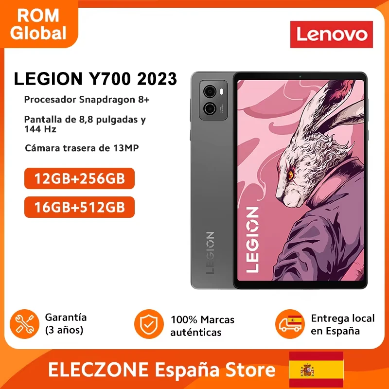 Global ROM Lenovo LEGION Y700 2023 Snapdragon 8+ Processor 8.8inches 144Hz Display 13MP Rear Camera 6550mAh Battery WiFi Tablet