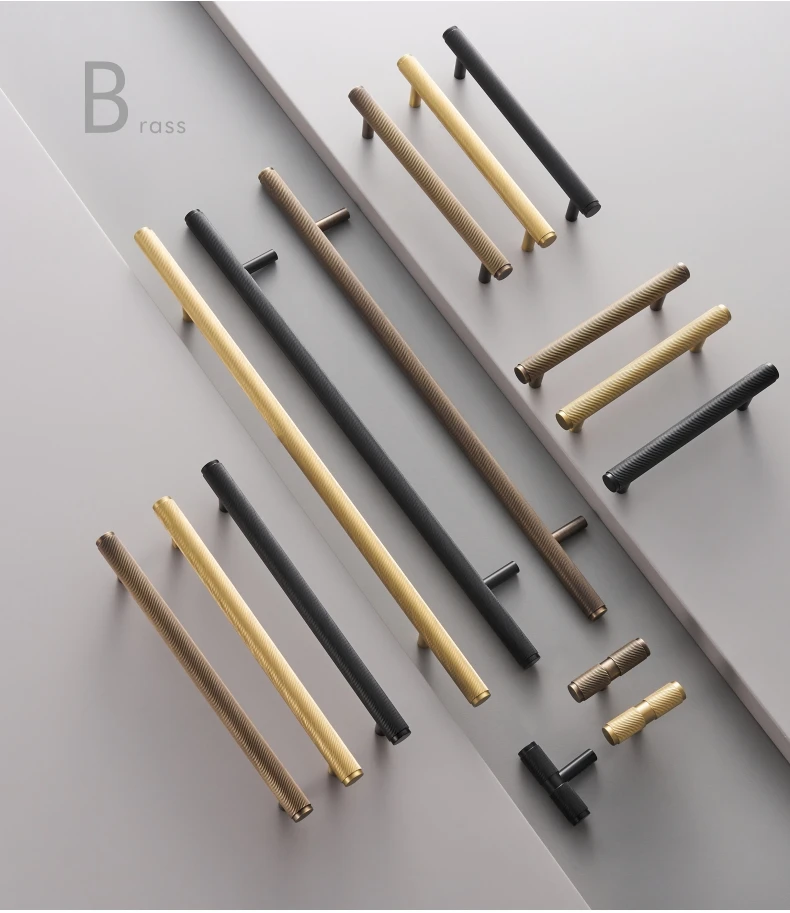 Dooroom Messing Möbelgriffe mit Wirbelstreifen, T-Griffe, lange Zuggriffe für Schränke, Kleiderschränke, Kommoden und Schuhschränke, Großhandel verfügbar – Detail 6