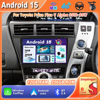 Car Radio Android 15 For Toyota Prius Plus V Alpha 2012-2017 5G WIFI Wireless Carplay Auto Qualcomm DSP QLED Autoradio BT Stereo
