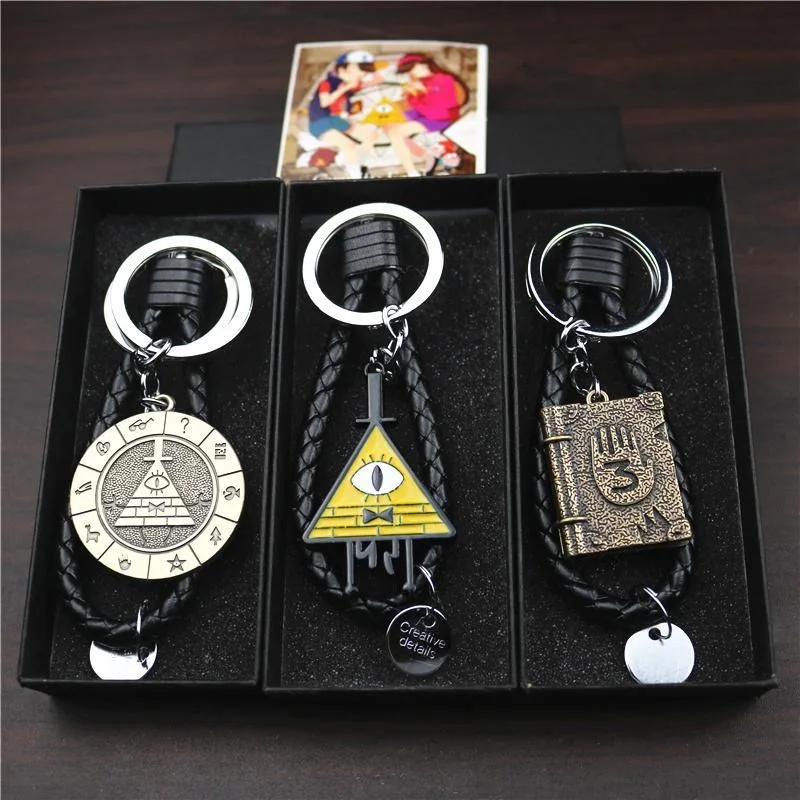 Gravity Falls Diary 1,2, 3 llaveros Bill Cipher adorno ciudad misteriosa Stanley Pines Dipper Mabel llavero esmaltado del zodiaco