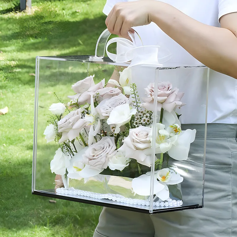 

Acrylic Box Fortune Tree Valentine's Day Portable Flower Arrangement Rich Flower Box Flower Arrangement Qixi Festival Gift Box