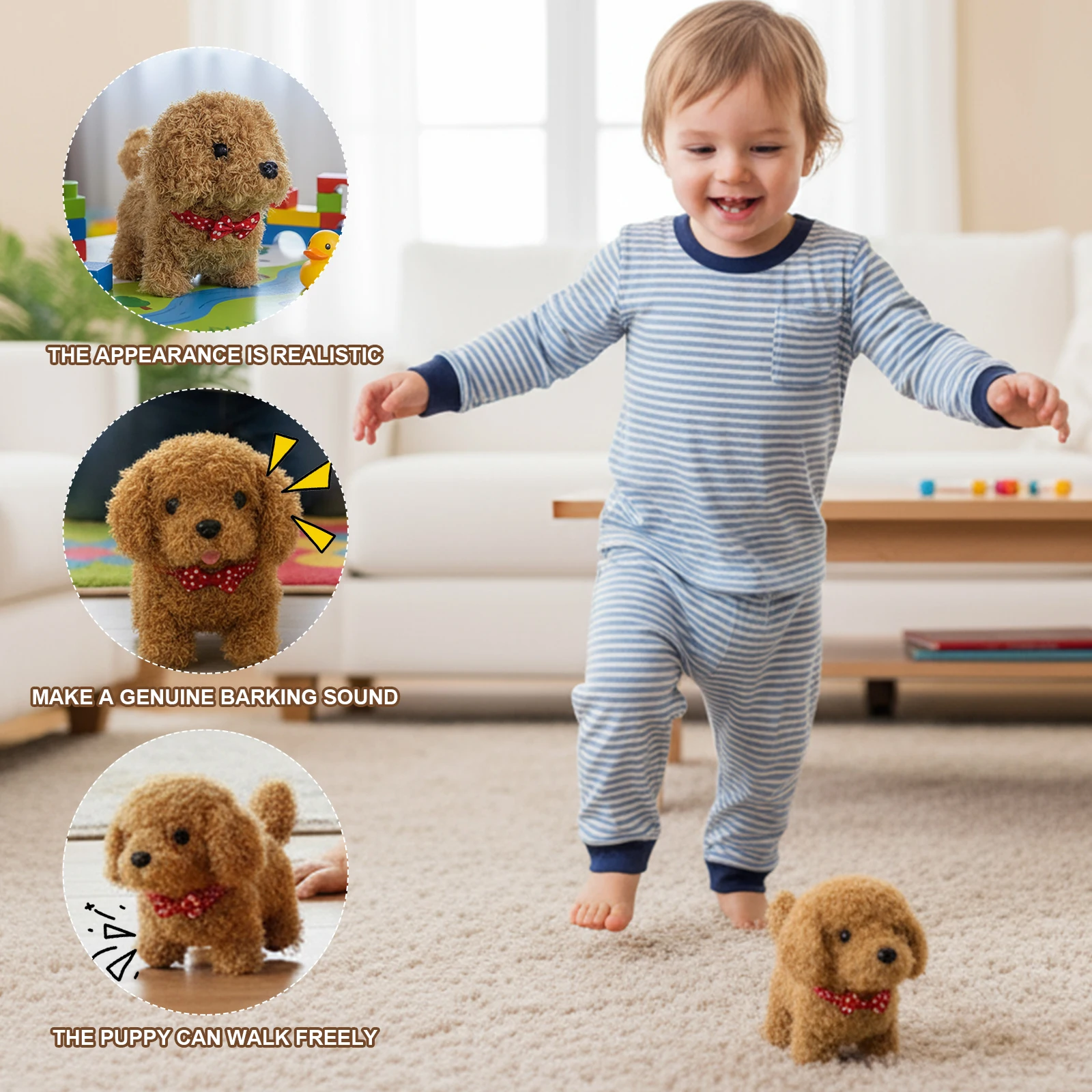 หุ่นยนต์สุนัขอิเล็กทรอนิกส์ ของเล่นตุ๊กตาสุนัขแบบโต้ตอบ ตุ๊กตาสุนัขเหมือนจริง น่ารัก เดินได้ ของเล่นสัตว์ยัดไส้ สุนัขส่งเสียงเห่า กระดิกหาง สำหรับเป็นของขวัญ