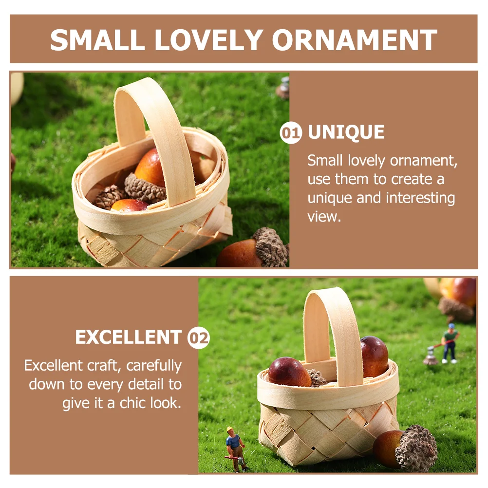 12 Pcs Wood Chip Basket Mini Woven Picnic Small Candies Manual Baskets Easter Tiny Bride