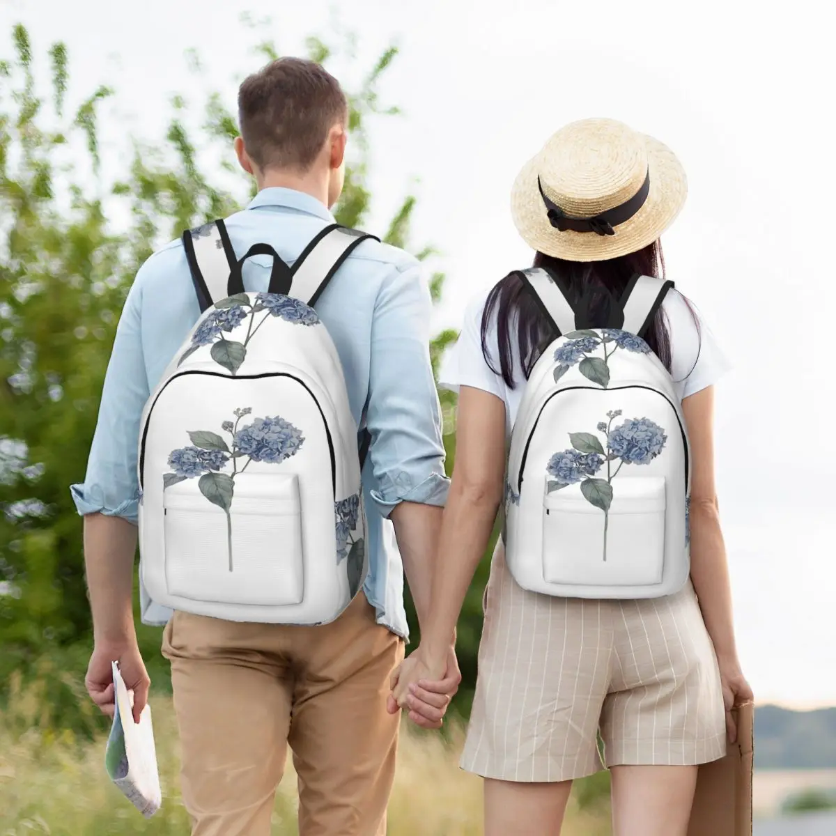 

Blue Hydrangea Flowers Backpack Student BookBag Children School Bag Laptop Shoulder Bags for Men Women