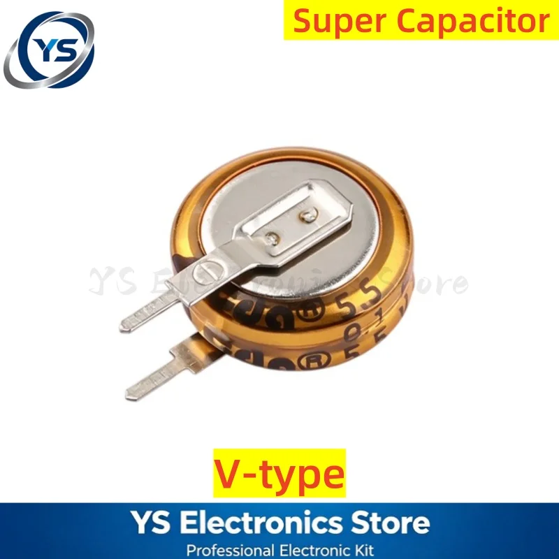 Super Capacitor V Type 3.6V 5.5V 0.022F 0.047F 0.1F 0.22F 0.33F 0.47F 1F 1.5F 2F 4F 5F Farad Capacitors for PCB Backup Power
