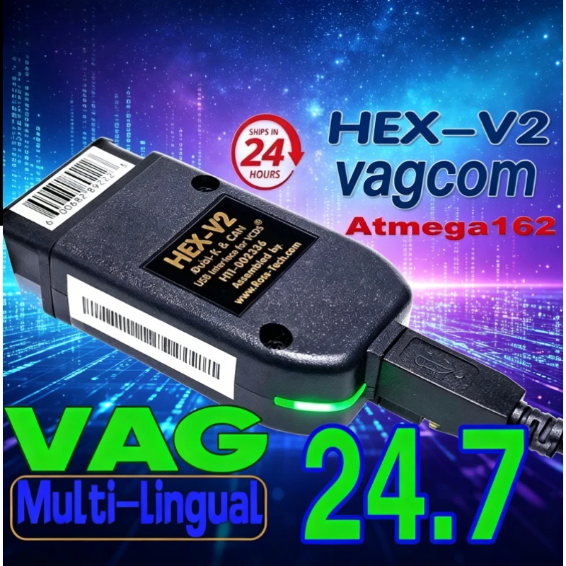 2026 NEW 24.7 VAG COM Scanner Tool VAG KKL VCDS Cable OBD2 Diagnostic Cable Multi Language OBD2 Scanner HEX V2 VAGCOM