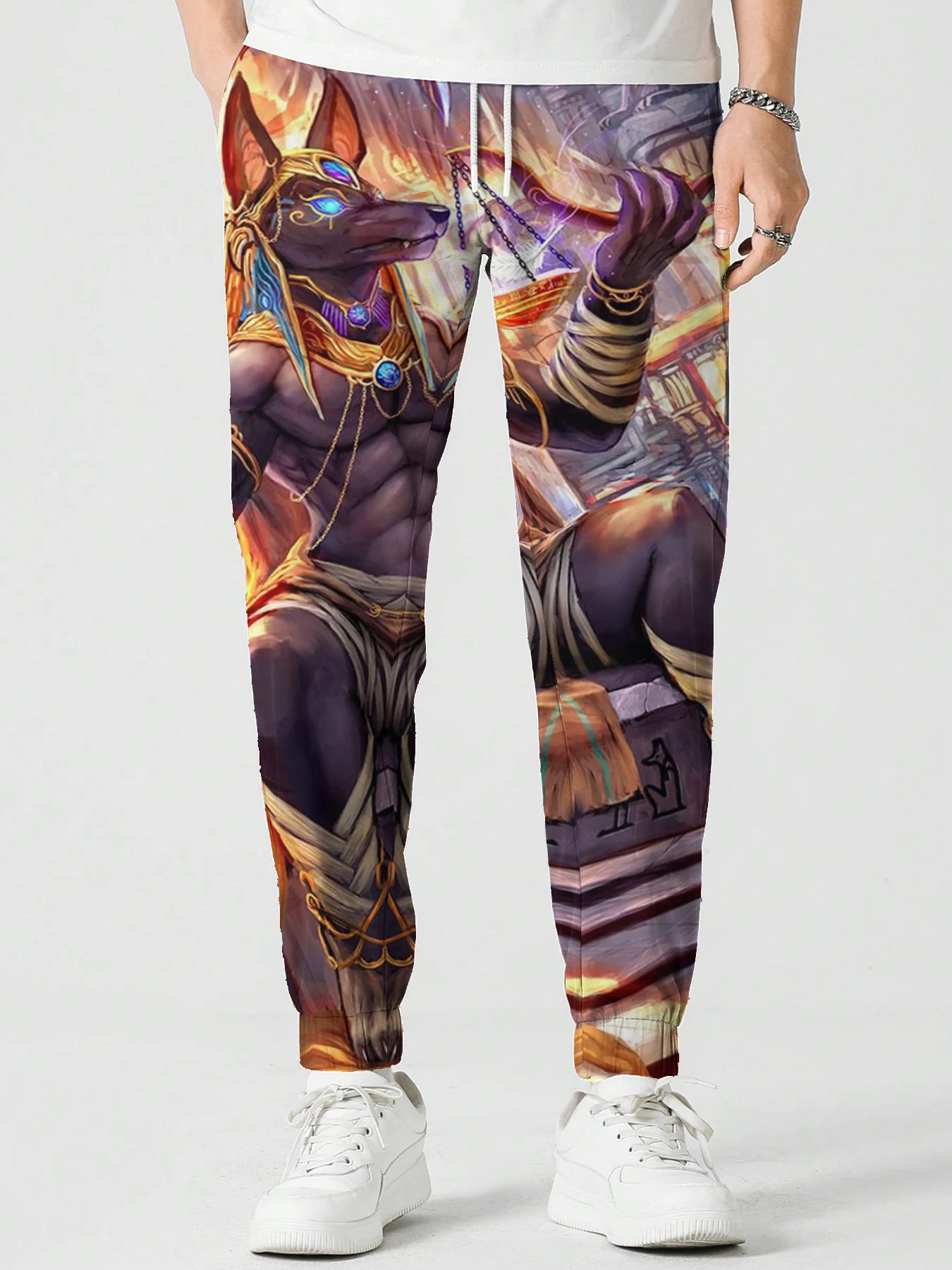 Pantalones con estampado de Anubis para hombre y mujer, pantalón de chándal informal, ropa de calle para correr, mitología egipcia antigua, otoño