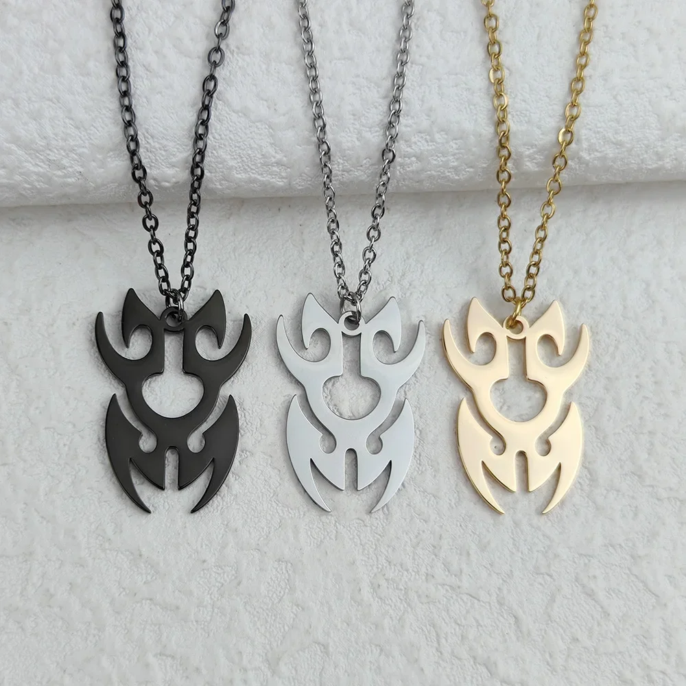 Personality Metal Insect Patterns Pendant Stainless Steel Necklace Woman Geometric Charm Necklace Men Neck Accessories Jewelry