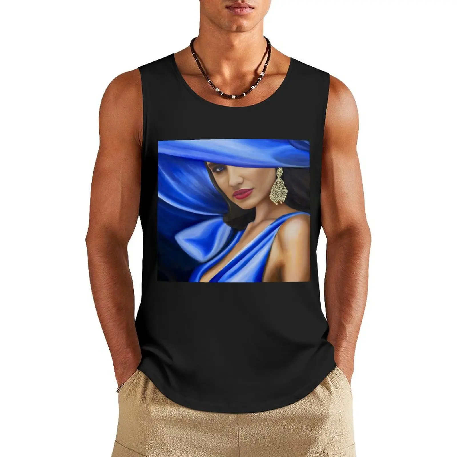

Blue Hat - Artem Tuliuk original oil painting Tank Top Gym t-shirt man Man clothes for gym