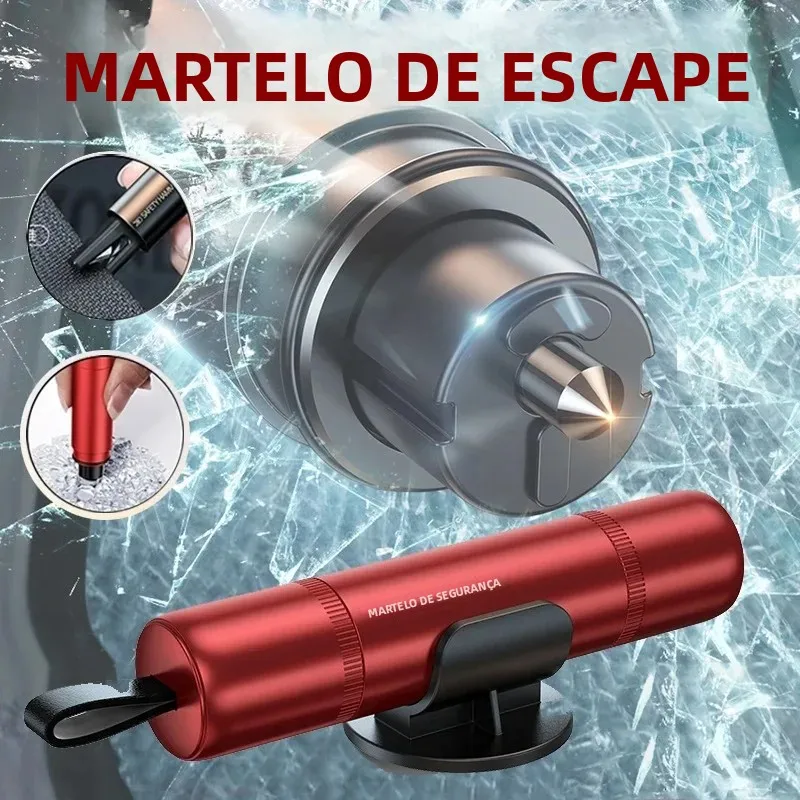 Martelo de Resgate de Segurança para Carro em Liga de Alumínio, Cortador Automático de Cinto de Segurança, Quebra-vidros, Ferramenta de Resgate de Emergência