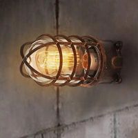 Vintage wrought iron cage wall sconce dock light bedroom hotel corridor restaurant bar loft light Industrial retro wall lamp