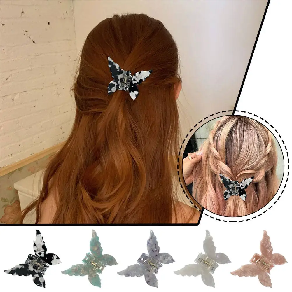 Butterfly Hair Claw Korean Style Vintage Fairy Butterfly Hairpin Clip Lightweight Gradient Tie-Dye Color Hair Catch