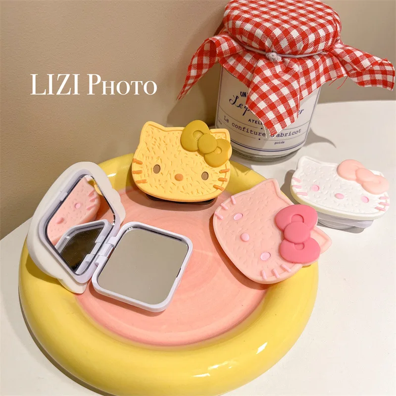 

Sanrio Kawaii Hello Kitty Anime Phone Holder Mirrors Cute Cartoon Kt Cat Sweet Mirror Desktop Stand Lovely Gifts for Kids