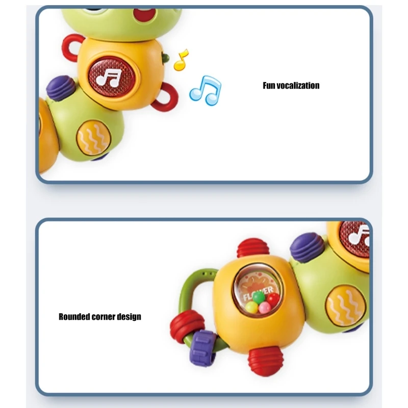 Educational Caterpillars Toy with Flashing Lights and Music Jewelry for Children