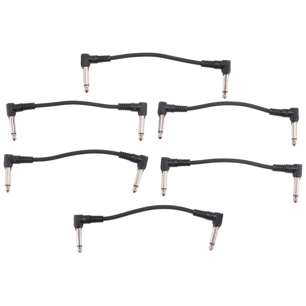 

Practical 6 x Electric Guitar Cables 6 inch 1/4 Right Angle Effect Pedal Patch Cord Black