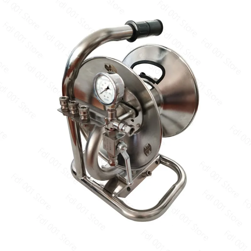 Portable High Pressure Pipe Hose Reel Hand Crank Hose Storage Stainless Steel Hose Reel for Water Jet Cleaning