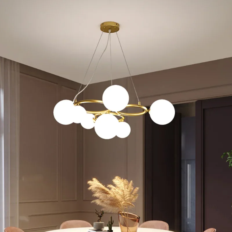 Nordic chandelier Art Decor minimalism Bar Modern lamp molecular for Room Cycle Lamp with Bulb Smoke Gray glass ball chandelier