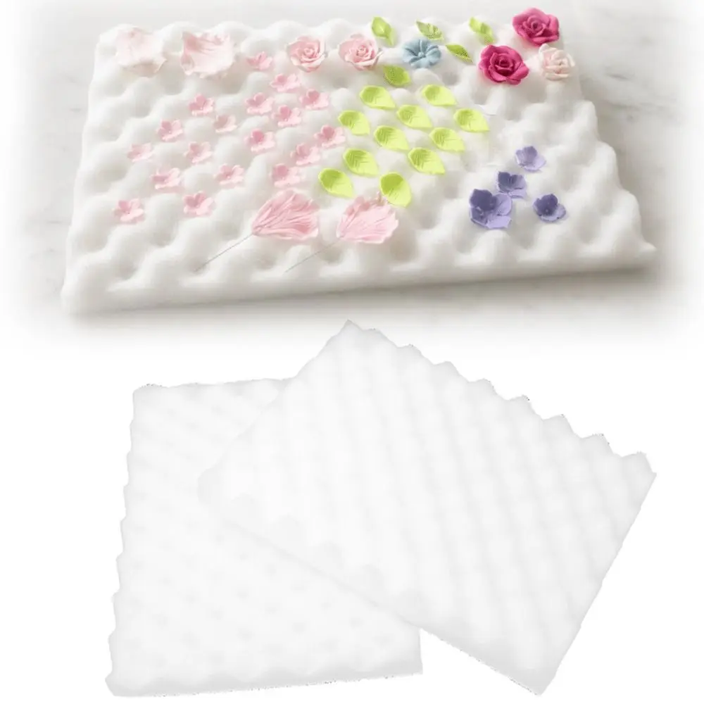 2pcs Waved Texture Fondant Shaping Mat Egg Crate Foam White Sugar Flower Pad Drying Flowers Foam Tray Modeling Sponge Mat