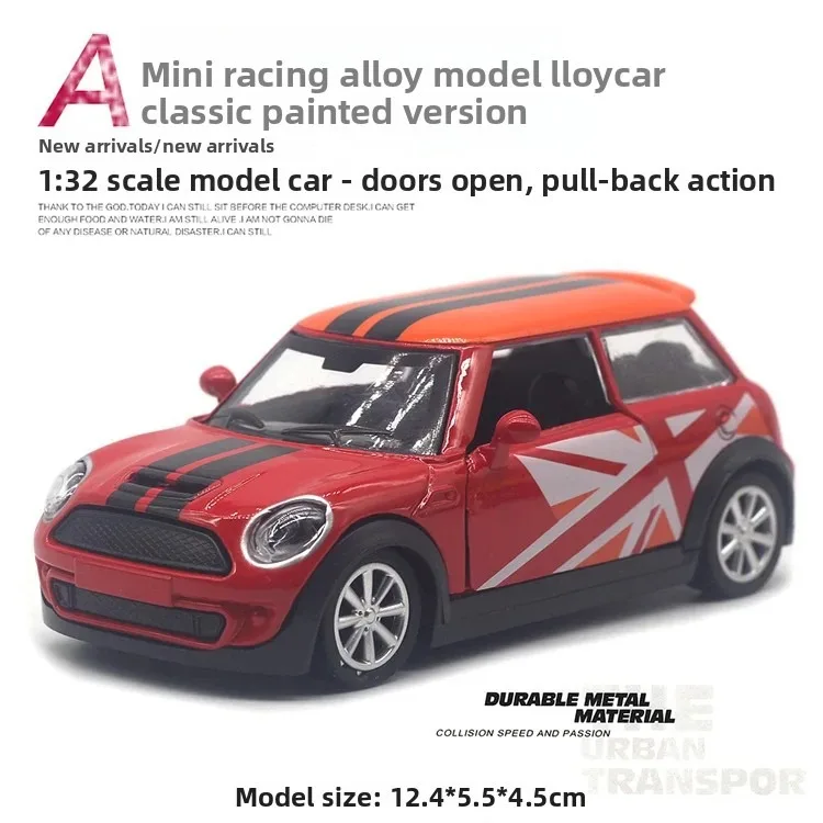 1:32 Diecast Alloy Mini Cooper Model Pull Back Function Ideal for Desktop Ornament & British Style Collectors