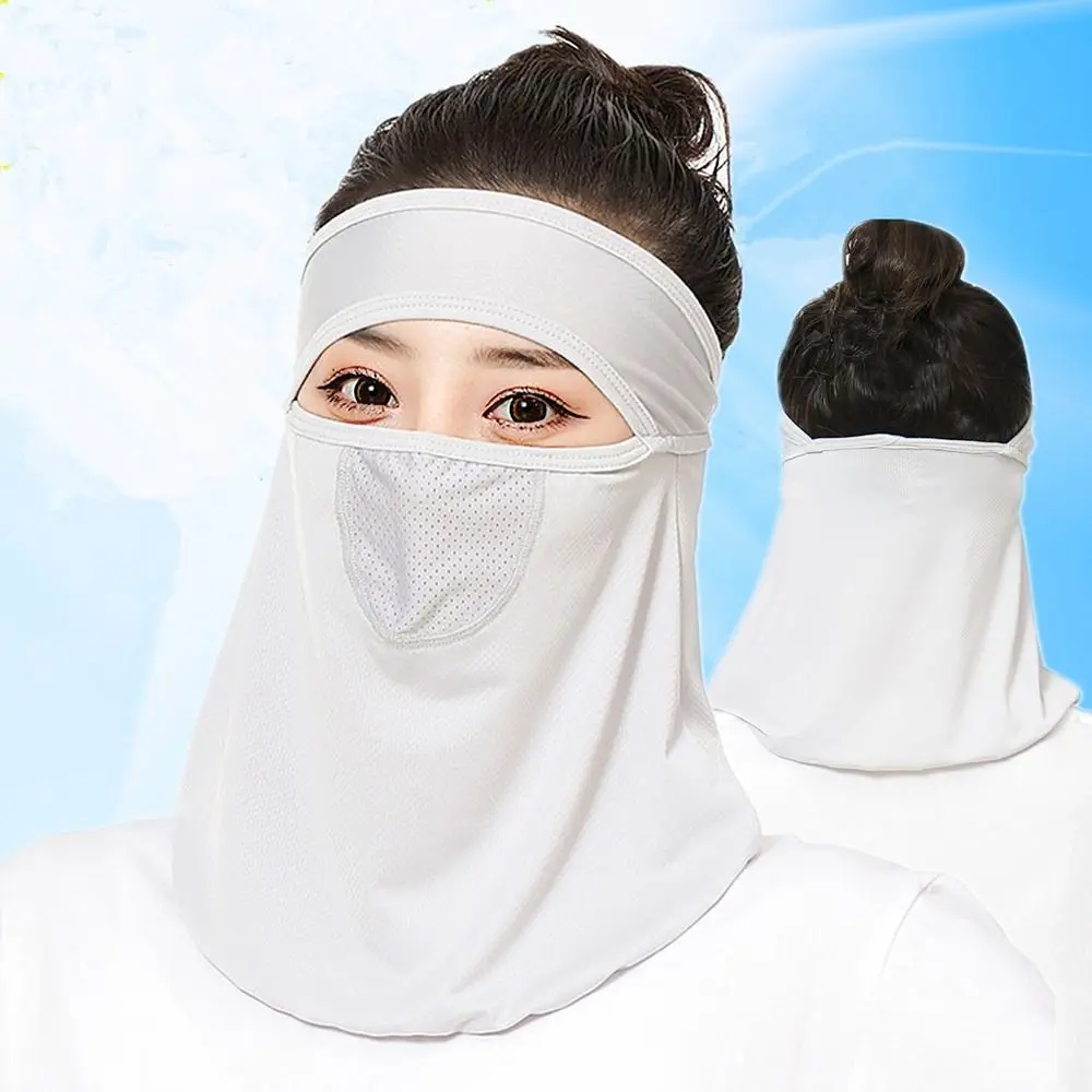 

Face Shield Ice Silk Solid Color With Neck Flap Men Fishing Face Mask Summer Sunscreen Mask Womne Neckline Mask Face Gini Mask