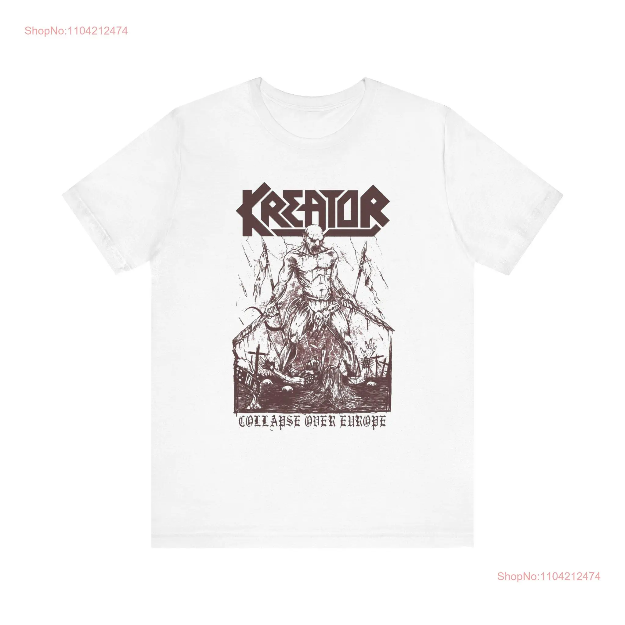 Collapse Over Europe KreatorThrash Metal White Band T Shirt Merch  long or short sleeves