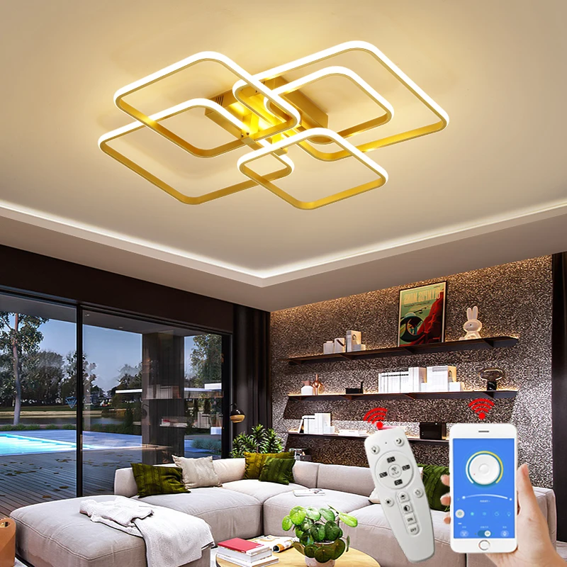 

NEO Gleam Modern led ceiling lamp Living Room Bedroom Study Room Ceiling Lights 110-240V Home Lighting light Fixtures Gold Color