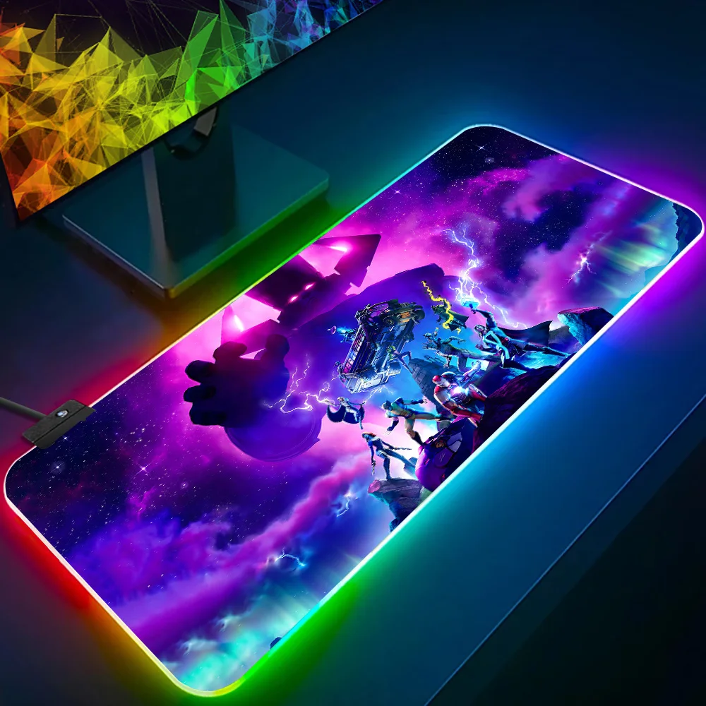 HOT Games RGB Pc Gamer Keyboard Mouse Pad Mousepad LED Glowing Mouse Mats Rubber-F-F-Fortnites-s-S-Gaming Computer Mausepad