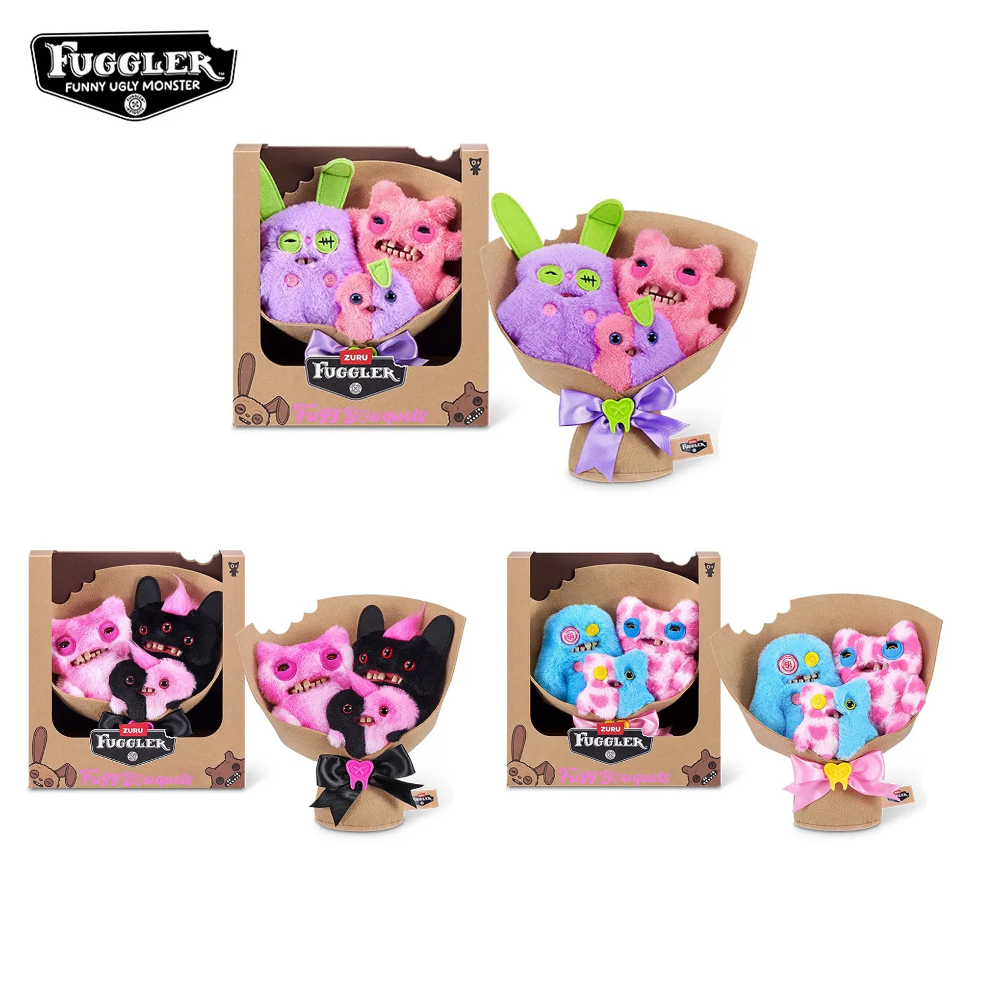 Image of Original Fuggler Fluffy Bouquets Serie Plüschtiere mit Weiten Augen, Lustige Hässliche Monster, Wütende Hasen, Feiertagsgeschenk-Puppen