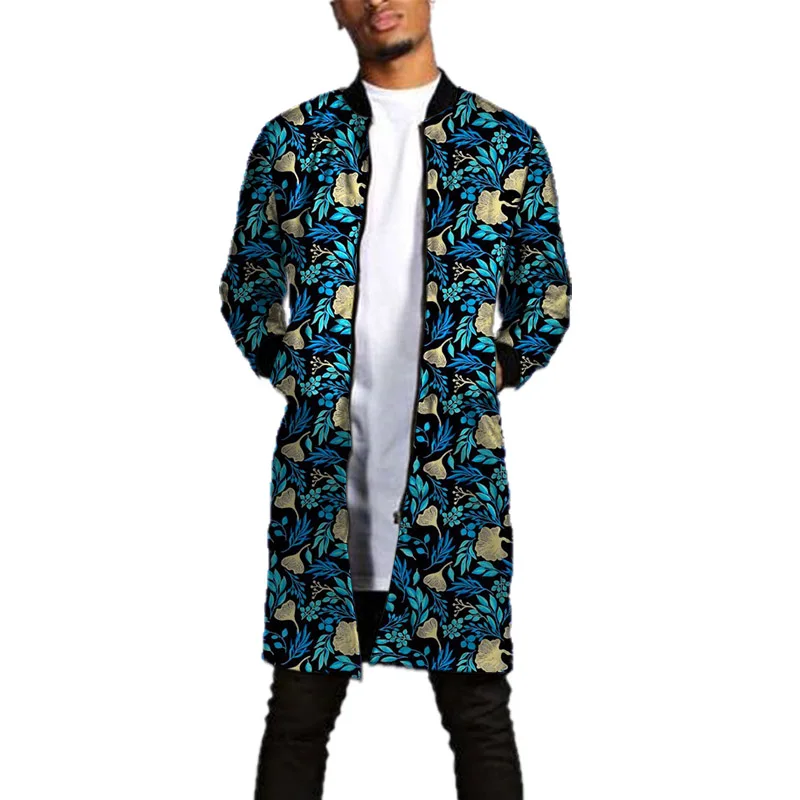 

Original Design Men's Long Jacket Nigerian Fashion African Print Stand Collar Coat Limited Edition Party Wear Men's Coats