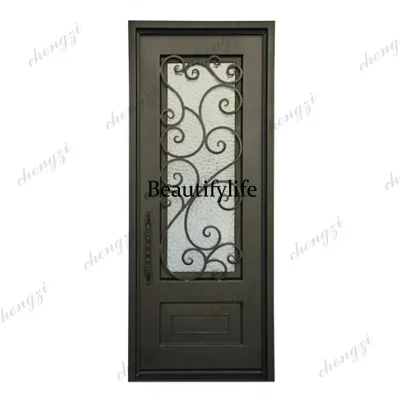 K153 Customization Factory Supply Cast Iron Door Cheap Wrought Iron Door Iron Single Door Design