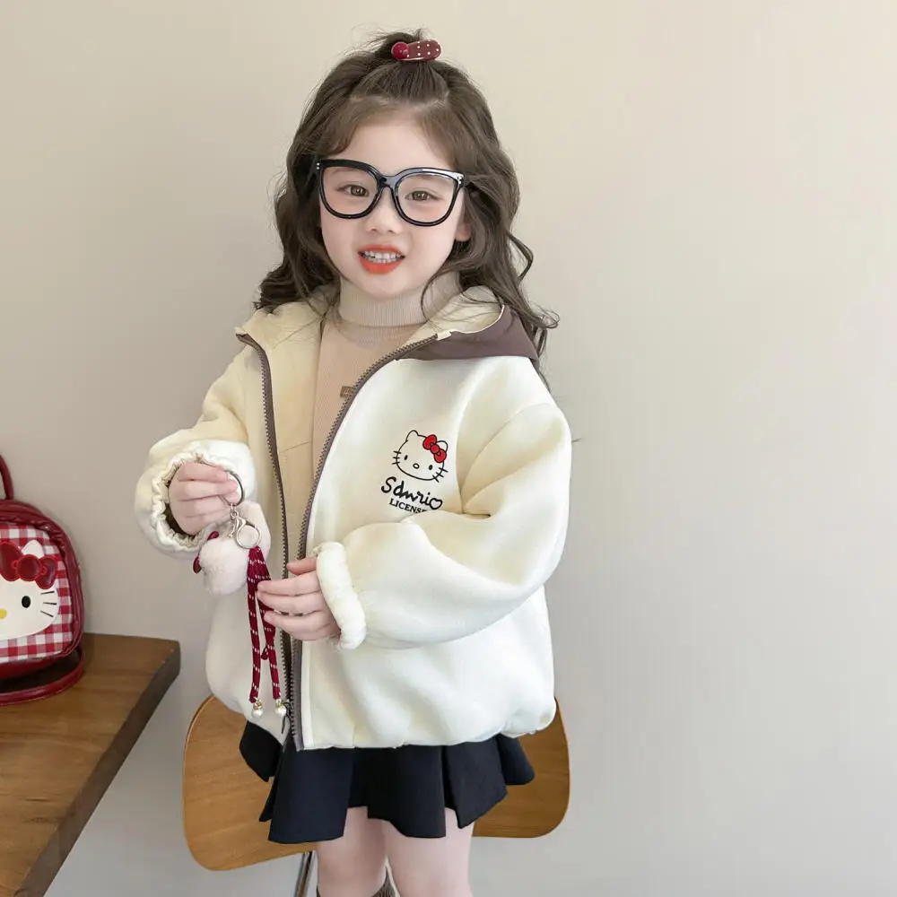 

Hot Sanrio Hello Kitty Girls' Jacket Thickened Autumn/winter New Korean Version Children's Stormtrooper Reversible Coat Trendy