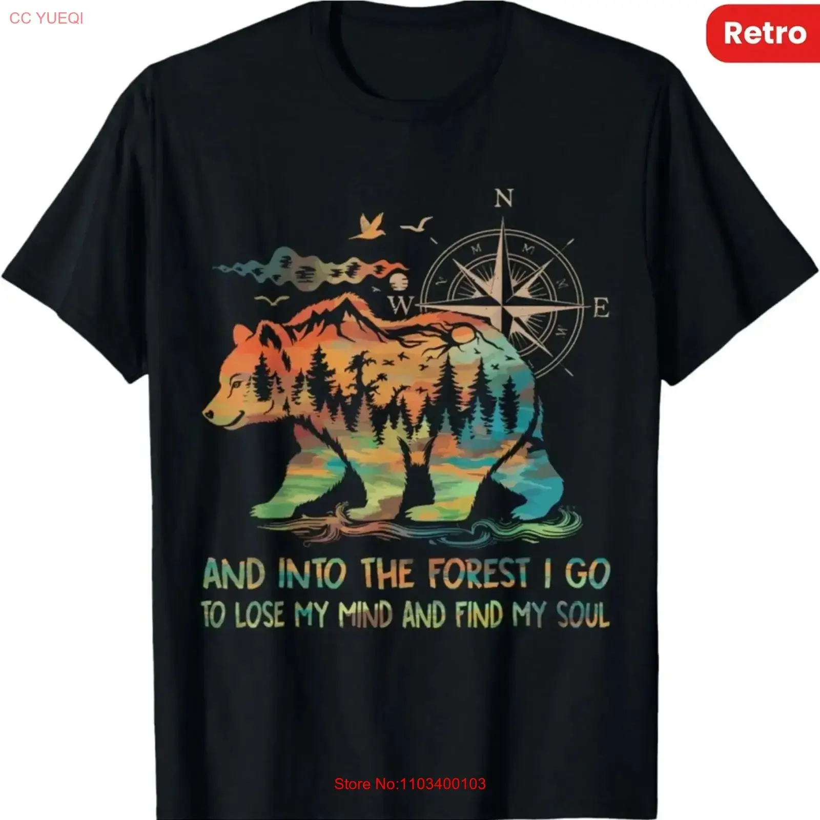 Футболка унисекс в стиле ретро с принтом «В лес я иду, чтобы сойти с ума» и медведем, размеры S-5XL, винтажная, с эффектом потертости, мягкая, с легким графическим изображением