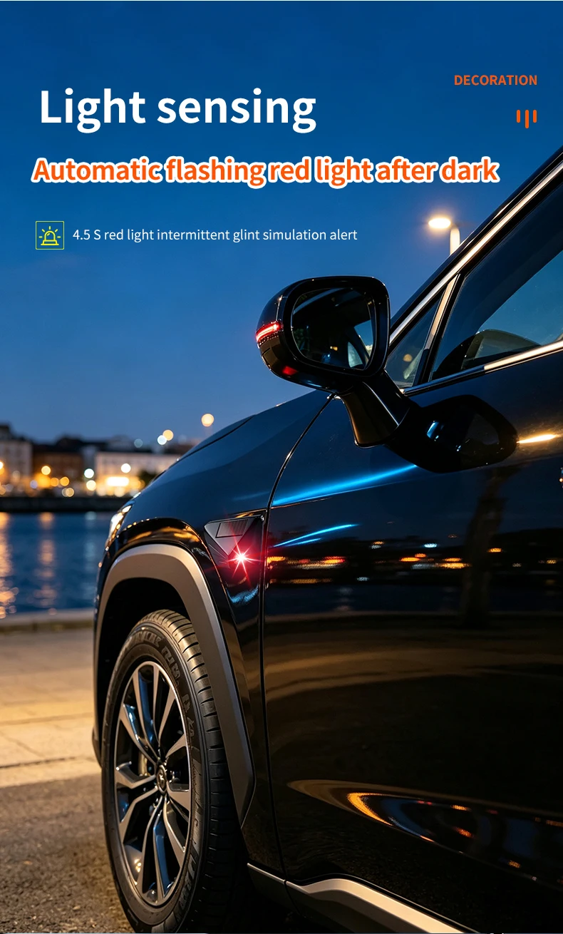 Auto-LED-Solar-Sentinel-Modus-Licht, Blatt-Panel, Diebstahlschutz-Überwachungs-Taschenlampe, Modifikation, Dekoration, Universal – Detail 6