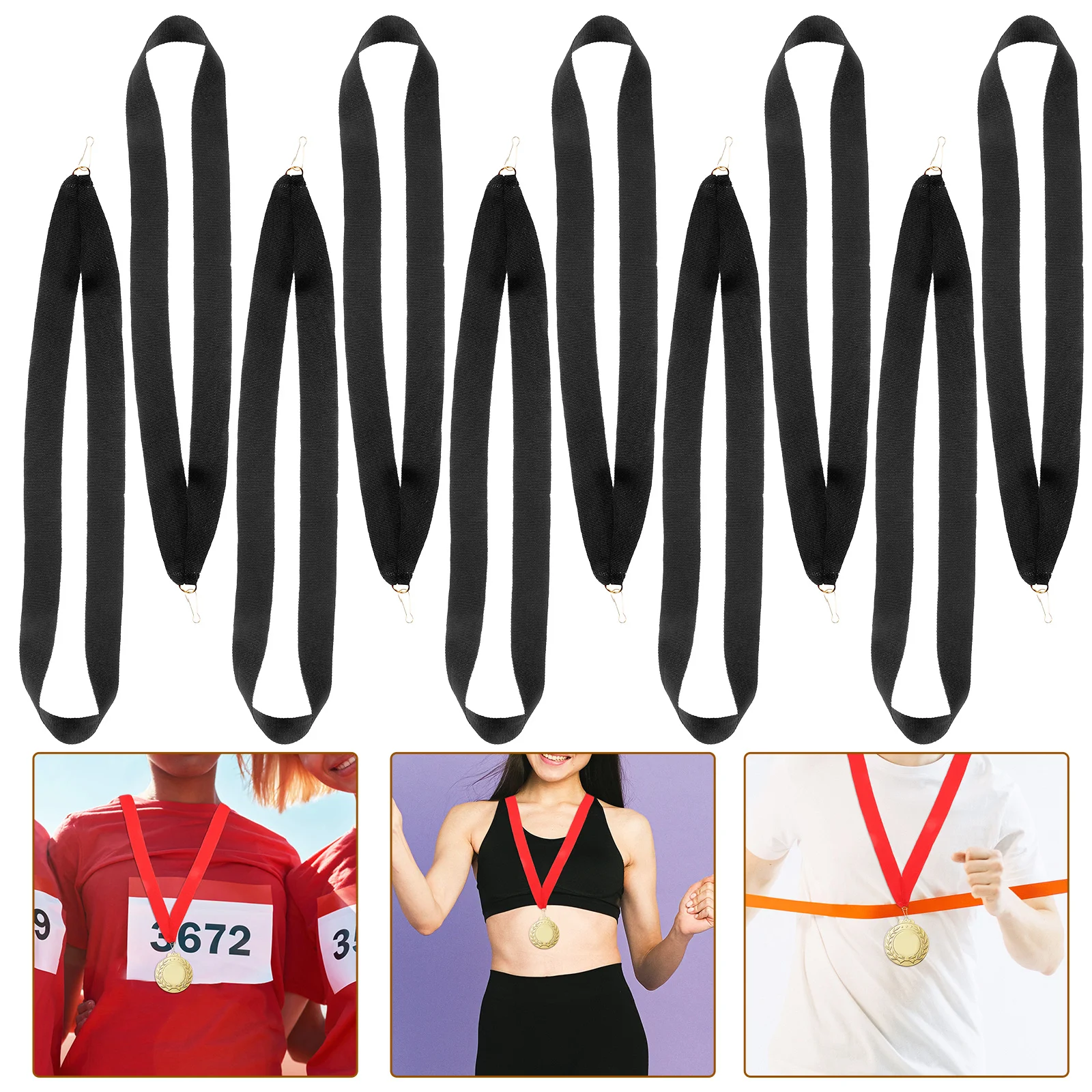 

10 Pcs Medal Lanyard with Clip Competition Award Ribbon Tie Neck Strap Sport Party Clips Polyester for