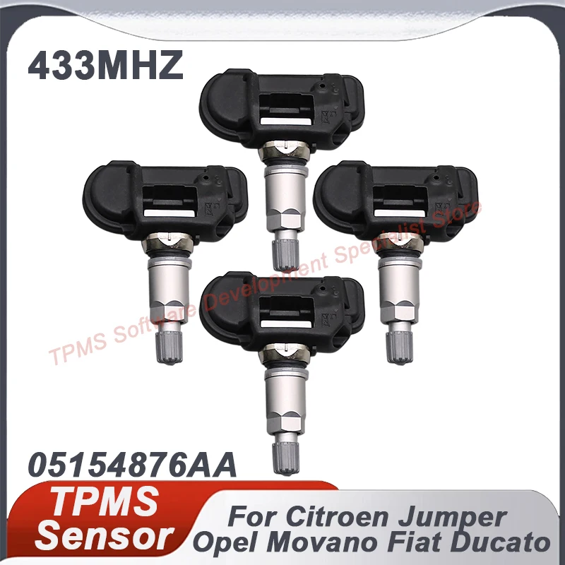 

4PCS TPMS Sensor 433MHZ 05154876AA Tire Pressure Monitoring Sensor For Opel Movano Citroen Jumper Fiat Ducato Maserati Levante