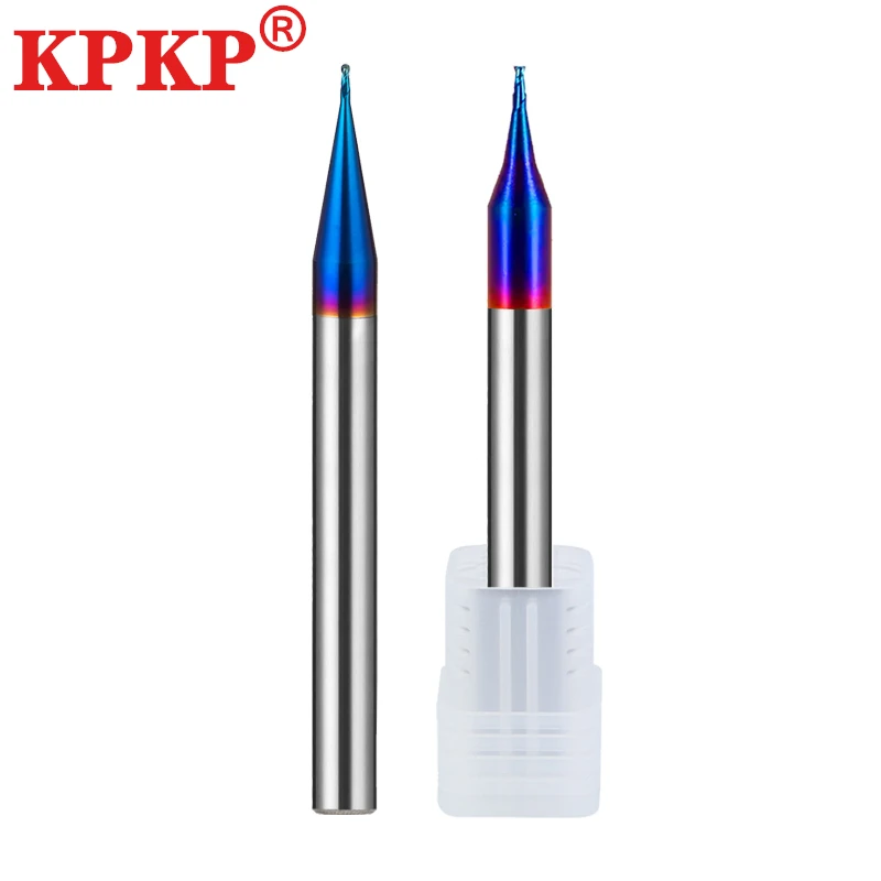Imagem -05 - Máquinas Cnc Pequeno Fresador Ferramentas Azul Nano Revestimento Carboneto de Aço de Tungstênio 2f Micro Diâmetro Flat Ball End Mill Hrc65