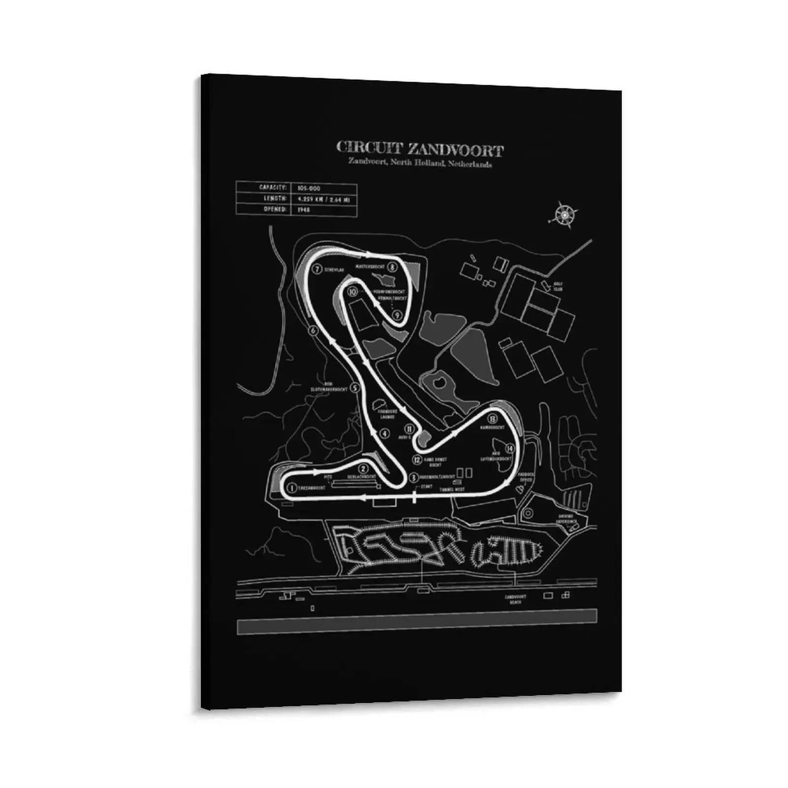 

Circuit Zandvoort (White Stencil-No Background) Canvas Painting wall art wall decoration painting wall decoration paintings