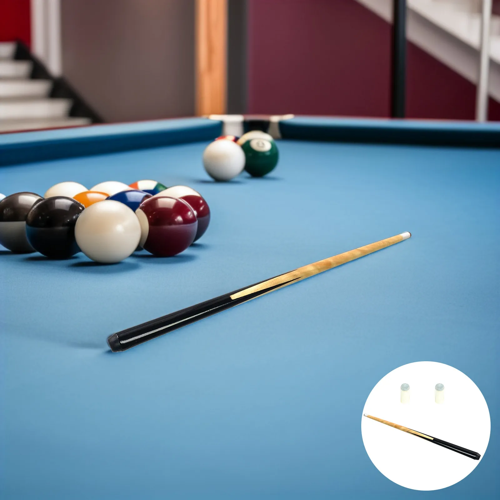 

1Set Short Pool Cue Billiard Stick Wooden One-Piece Cue for Small Spaces Break Shots Comfortable Handle Wear-Resistant Home Bar