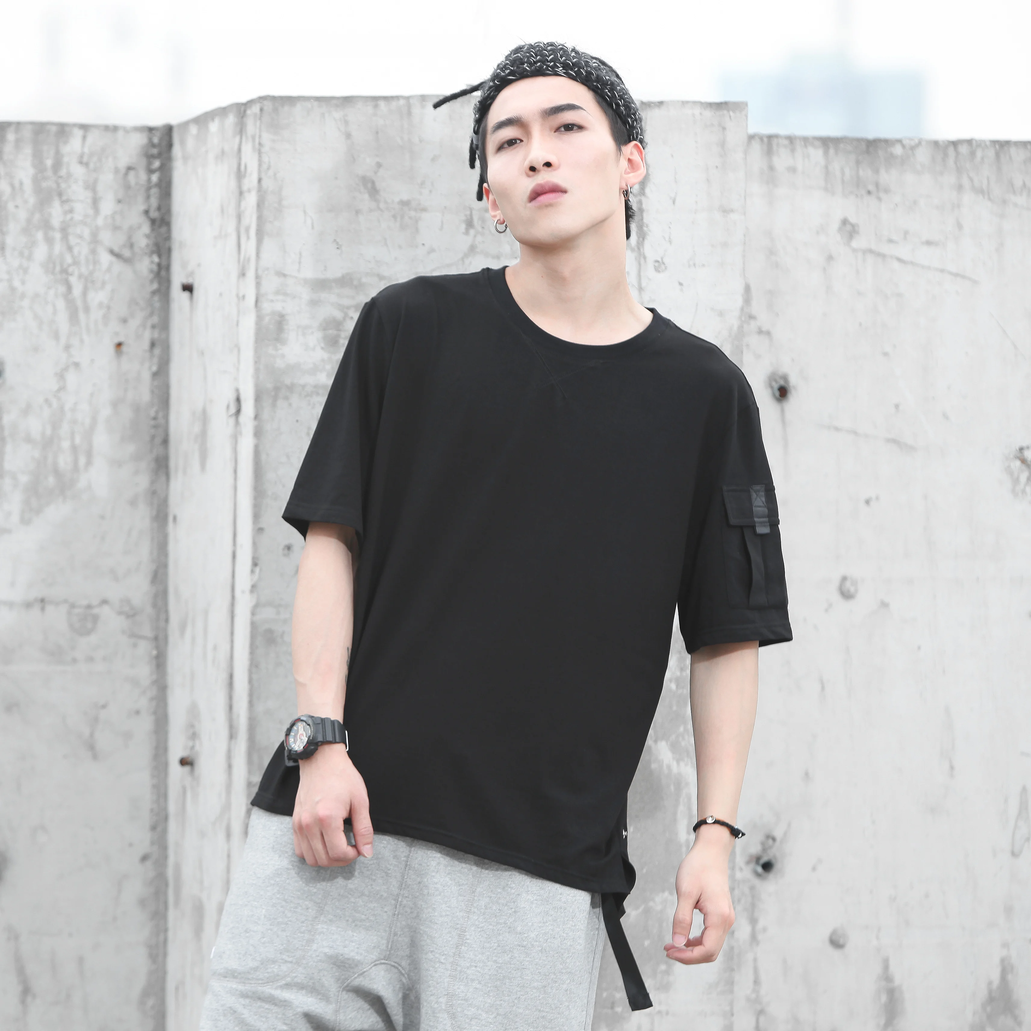 SILENSTORM 21SS Pocket TEE Dropped Shoulder Loose Men's Casual Fashion Short Sleeve T-shirt cyberpunk Darkwear Streetwear