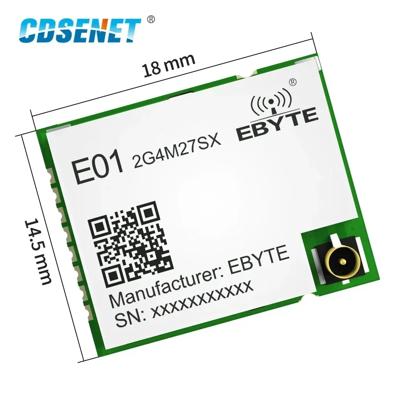 nRF24L01P 2.4GHz 27dBm Long Range RF Module GFSK SPI CDSENET E01-2G4M27SX IPEX Antenna SMD Wireless Data Transmission Receiver