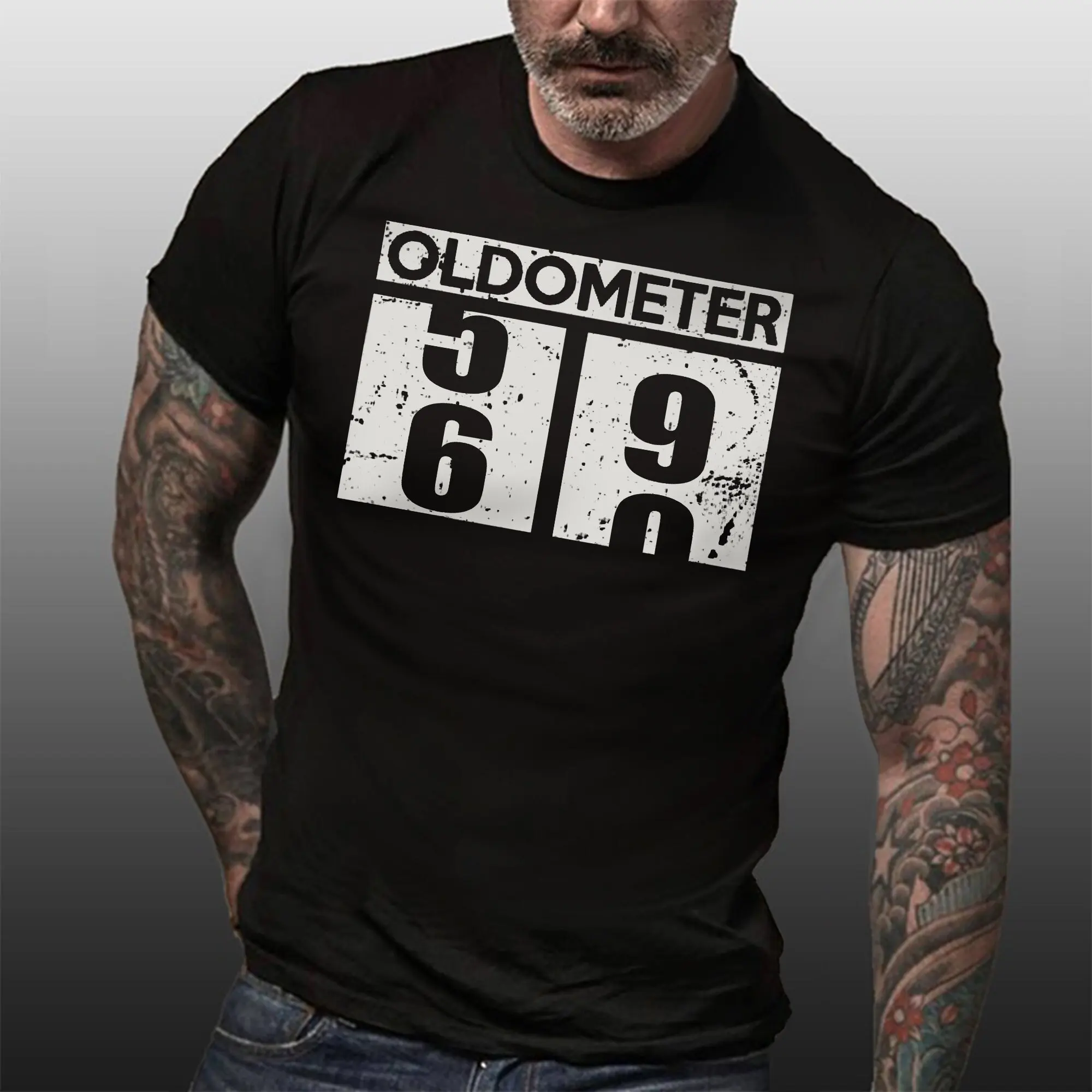 

60th Birthday for Men Men's T Shirt Oldometer 60 Present Funny Turning