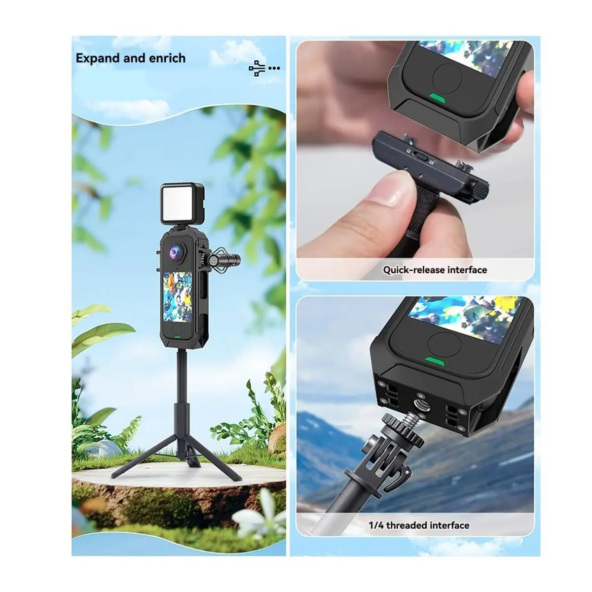 2026 New For X4 Air Frame Cage Protective Housing Case with Cold Shoe Mount Accessory for X4 Air Camera