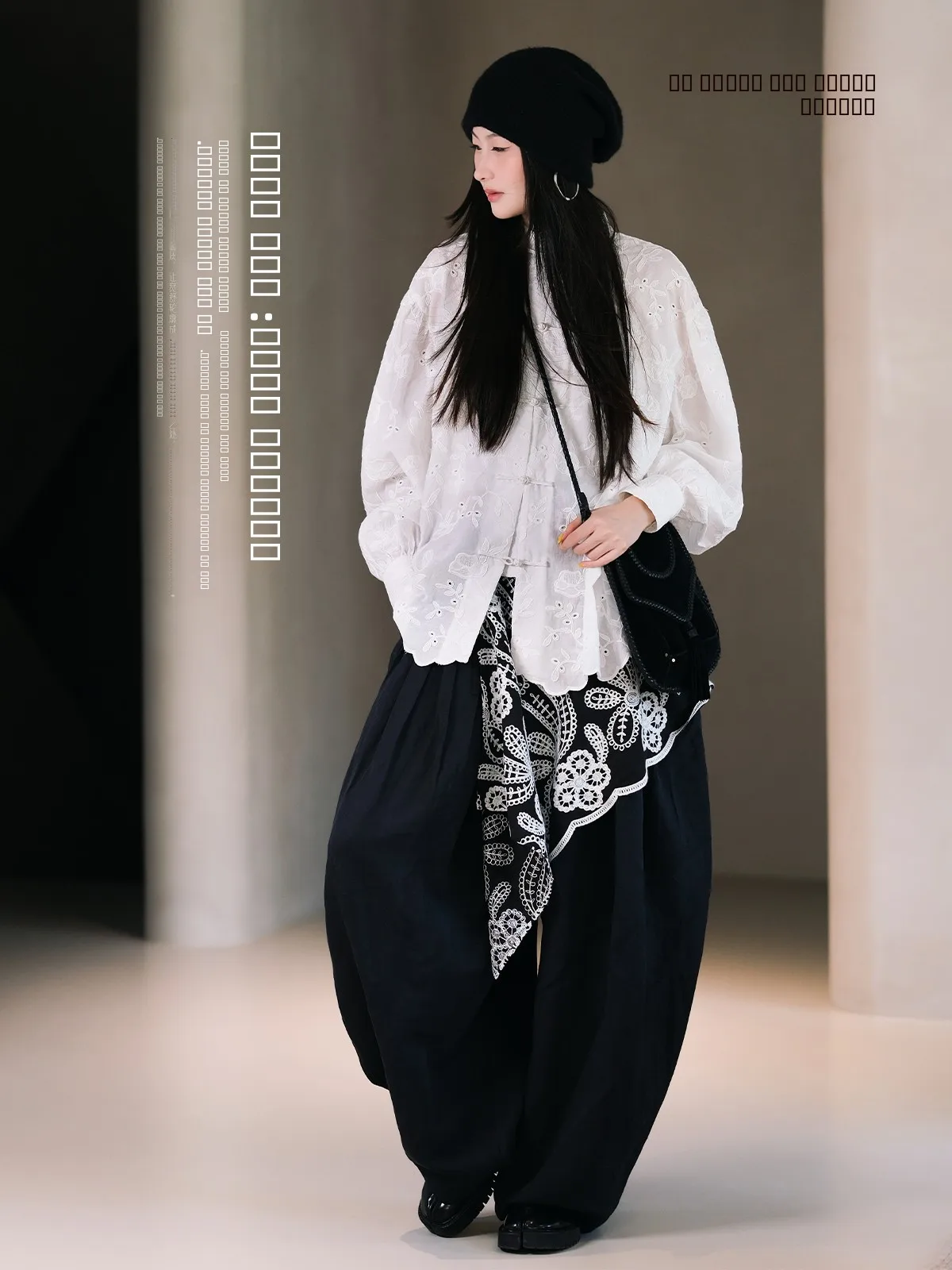 

Женская свободная дышащая блузка из чистого хлопка с ажурным узором, бамбуковым кружевом и винтажным дизайном, белая, с эффектом похудения