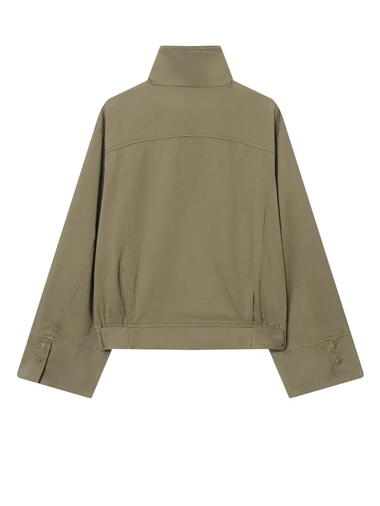 HH Woman Autumn Streetweer Style Jackets Solid Turn-Down Collar Pocket Single Breasted Woman's Fashion Long Sleeves Coats Mujer