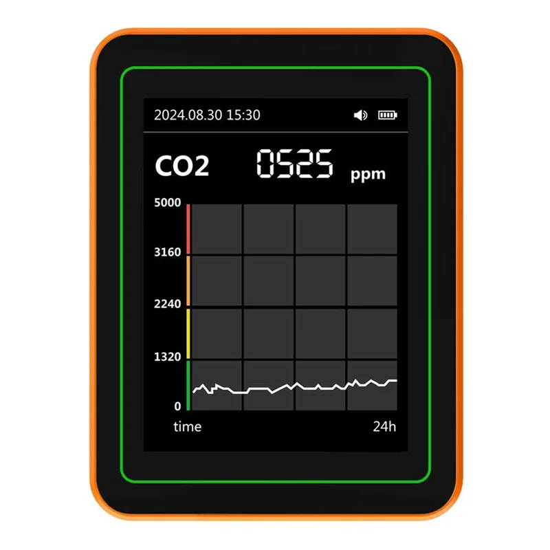 B03B-12 في 1 مراقبة جودة الهواء مقياس درجة الحرارة والرطوبة CO/CO2/HCHO/TVOC/AQI/PM2.5/PM10 للمنزل والمكتب أو المدرسة باللون الأسود