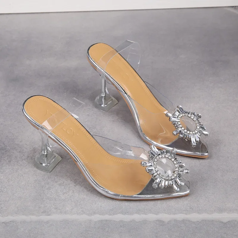 Luxury Women Pumps 2020 Transparent High Heels Sexy Pointed Toe Slip-on Wedding Party Brand Fashion Shoes For Lady PVC