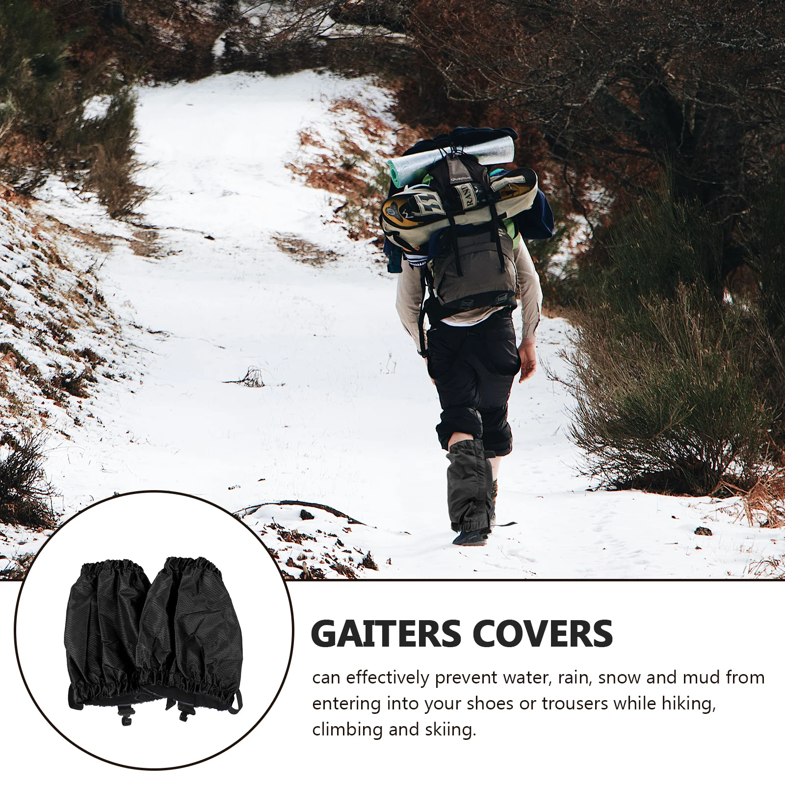 

1Pair Anti-Sand Gaiters Waterproof Polyester Outdoor Leg Covers for Hiking Climbing Snow Defense Adjustable Fit Sole Buckle