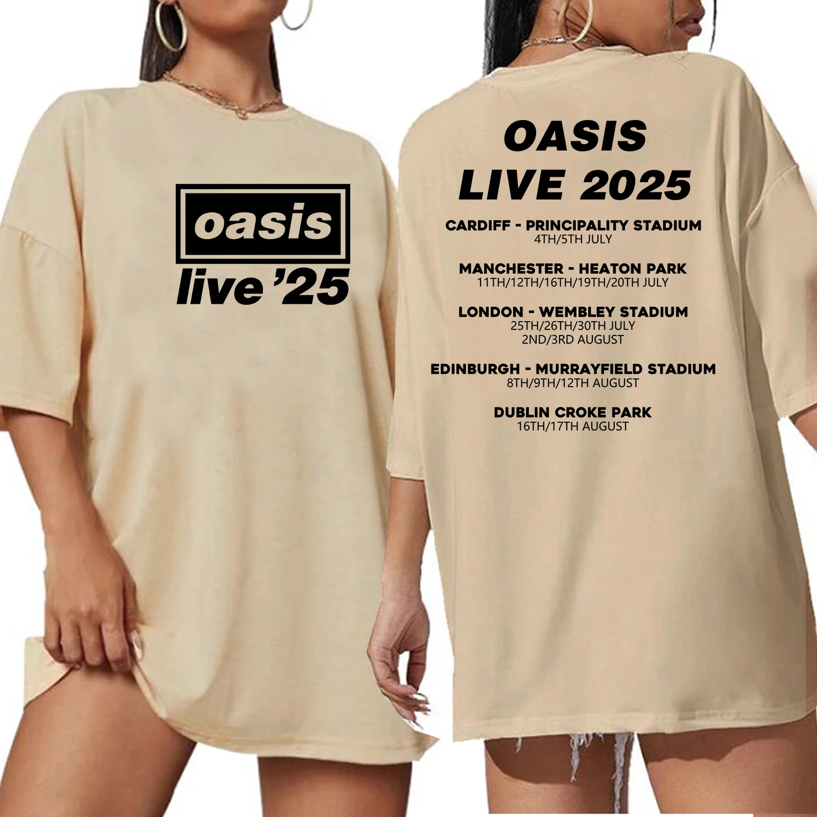 OASIS Live 25 Tour 2025 t-shirt Extra Large o-collo manica corta moda camicie Oversize