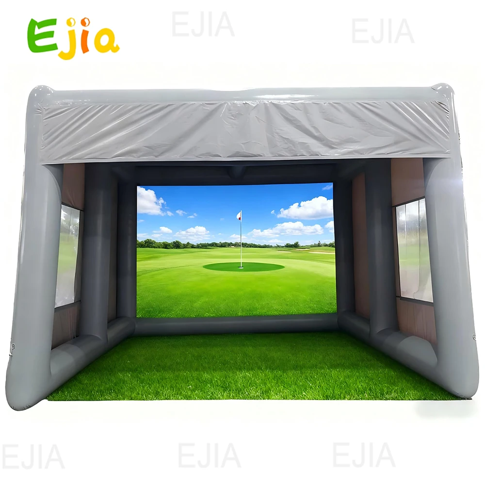 Portable Inflatable Golf Simulator - 5x4x3.3m Large Size Indoor/Outdoor Golf Practice Swing Tent withScreen for All Skill Levels